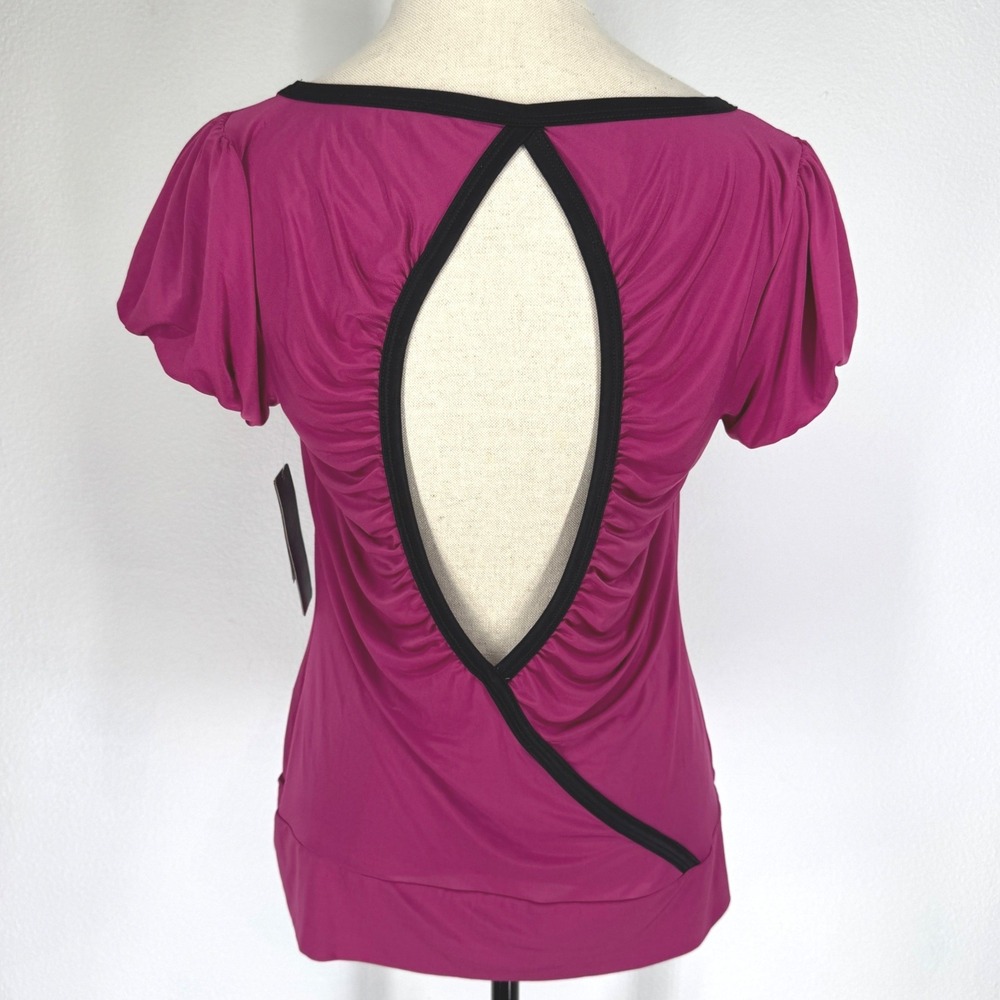 Rampage Y2K Open Back Cutout Top L‎ NEW Pink Vintage Ruched Indie Sleeze Rave